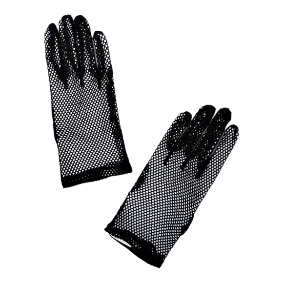 Whimsigoth 90s Goth Short Wrist Length Stretch Fishnet Gloves - Picture 4 of 4